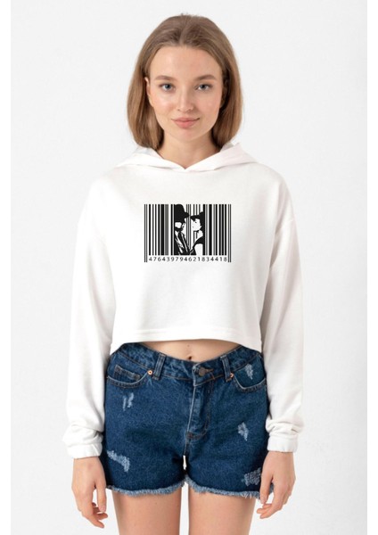 Casablanca Insıde A Barcode Ekru Kadın Crop Kapşonlu