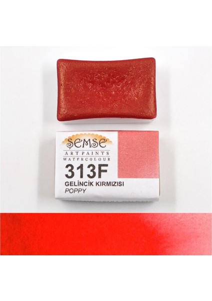 313F Gelincik Kırmızısı El Yapımı Suluboya Tam Tava