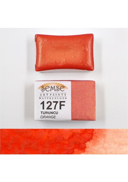 127F Turuncu El Yapımı Suluboya Tam Tava