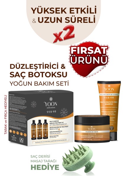 3'lü Uzun Süren Düzleştirici & Saç Botoxu Kiti Tuzsuz Şampuan 250ML Saç Maskesi 250ML Saç Bakım Seti