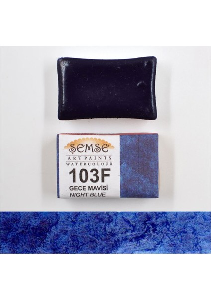 103F Gece Mavisi El Yapımı Suluboya Tam Tava