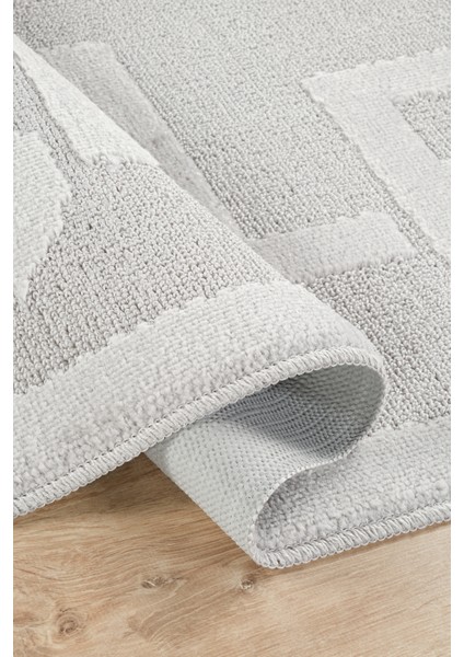 Doğal Kaymaz Taban Banyo Paspas Uzun Ömürlü Yumuşak Dokulu Su Emici Yıkanabilir Yazılı Paspas Gri Smile 60x100