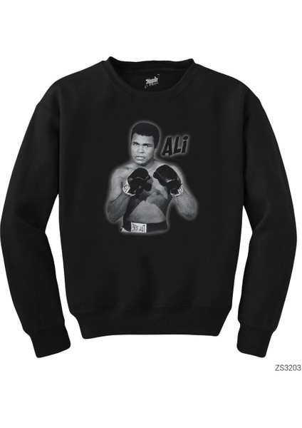 Muhammed Ali Poster Siyah Sweatshirt