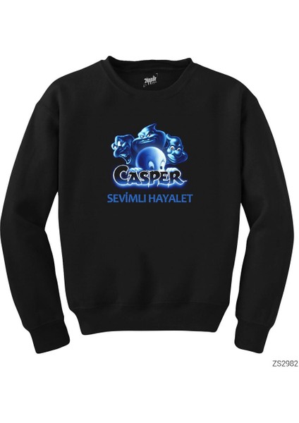Casper Sevimli Hayalet Siyah Sweatshirt