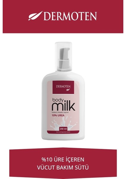 Dermoten Yoğun Nemlendirici Vücut Sütü %10 Üre, Panthenol ve Pentavitin İçerikli – Tüm Cilt Tipleri için 200 ml