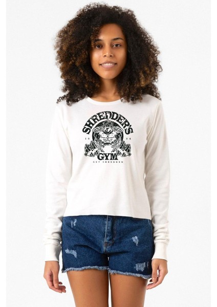 Ninja Turtles Shredder's Gym Ekstra Uzunkol Sweatshirt Ekru