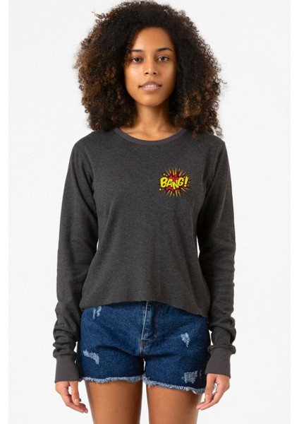 Big Bang Theory Bang Logo Füme Ekstra Uzunkol Sweatshirt