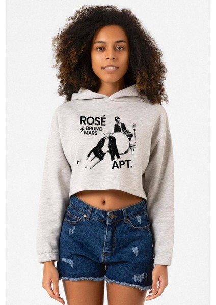 Grimelanj Blackpınk Rose Bruno Mars Apt Kadın Crop Kapşonlu