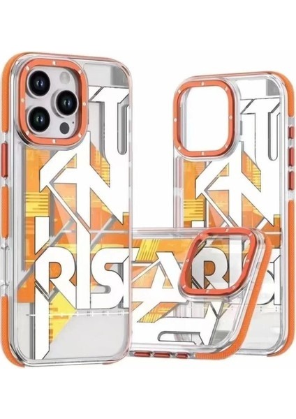 Apple iPhone 16 Pro Max Kılıf Px Graffito Desenli Silikon Turuncu