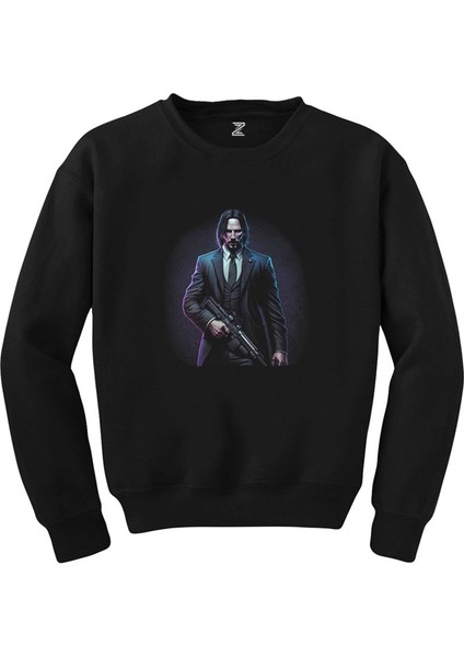 John Wick Art Classic Siyah Sweatshirt