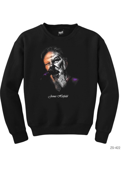Metallica James Hetfield Microphone Siyah Sweatshirt