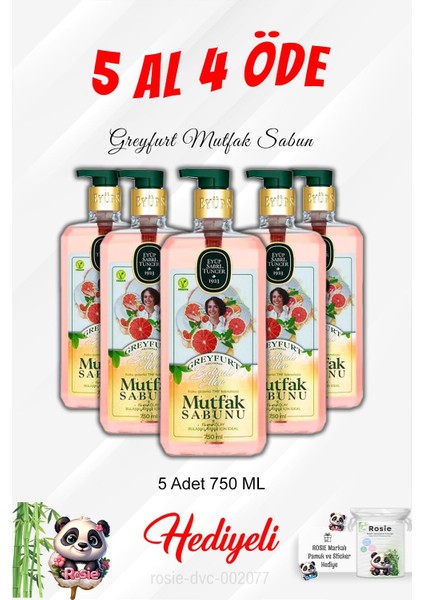 Greyfurt Mutfak Sabunu 750 ml 5 Al 4 Öde ve Rosie Pamuk