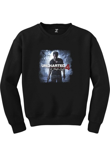 Uncharted 4 Nathan Drake Poster Siyah Sweatshirt