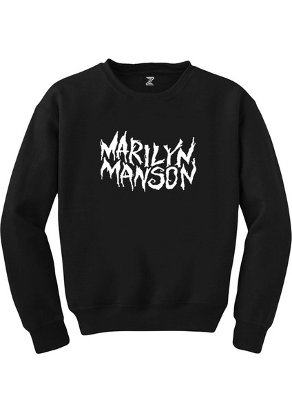 Marilyn Manson Iconic Text Siyah Sweatshirt
