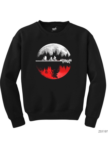 Stranger Things Moon Siyah Sweatshirt