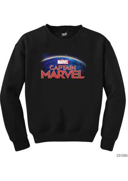 Captain Marvel On World Siyah Sweatshirt