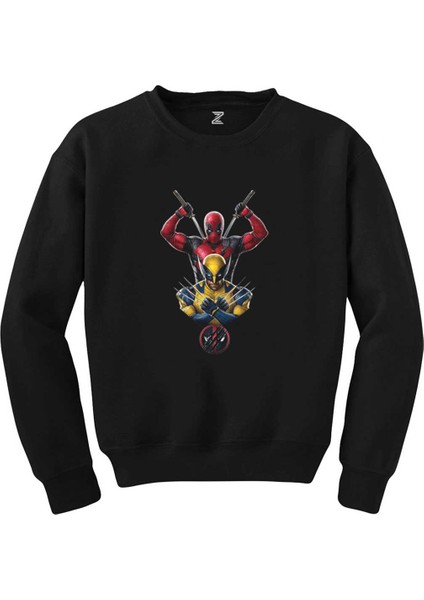 Deadpool Wolverine Warrios Siyah Sweatshirt