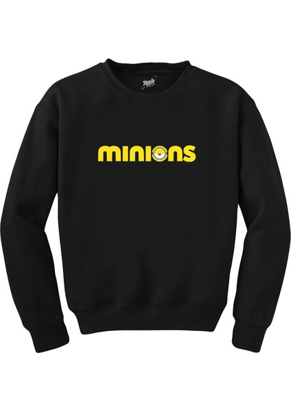 Minions Logo Siyah Sweatshirt
