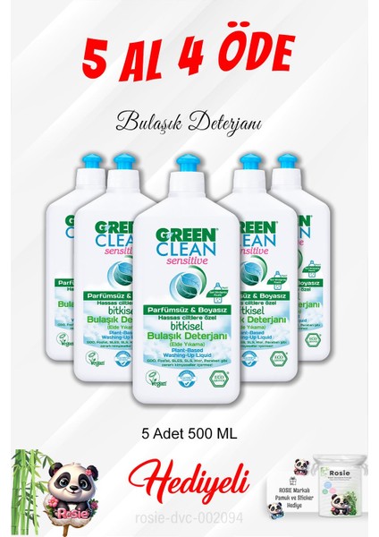500 ml Bitkisel Bulaşık Deterjanı 5 Al 4 Öde ve Rosie Pamuk