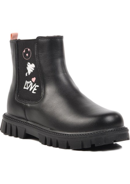 1788-F Siyah-Pudra Içi Polarlı Kız Çocuk Bot