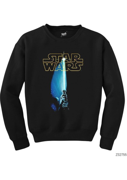 Star Wars Sword And Logo Siyah Sweatshirt