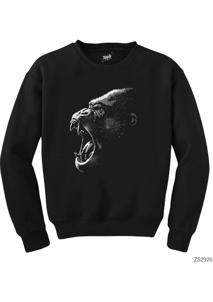 King Kong Face Siyah Sweatshirt
