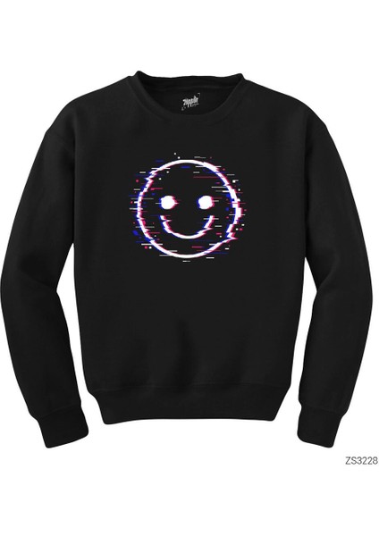 Glitch Face Siyah Sweatshirt