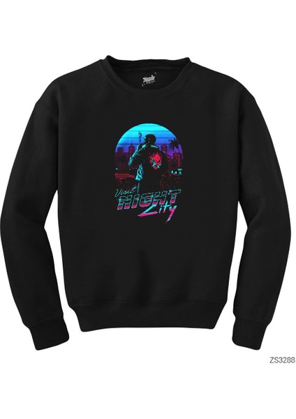 Cyberpunk 2077 Visit Night City Siyah Sweatshirt