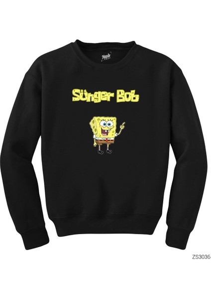 Sünger Bob Siyah Sweatshirt