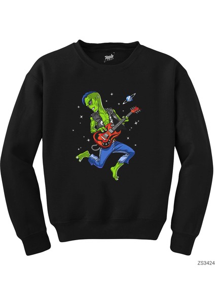 Alien Guitar Siyah Sweatshirt