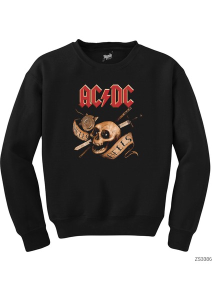 Ac Dc Hell Bells Skull Siyah Sweatshirt