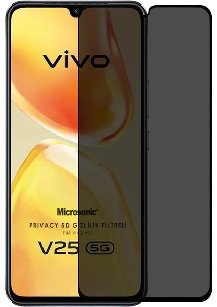 Vivo V25 5g Privacy 5d Gizlilik Filtreli Cam Ekran Koruyucu Siyah