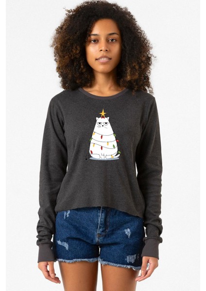Grumpy Christmas Füme Ekstra Uzunkol Sweatshirt