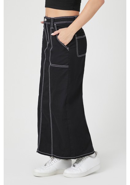 Twill High-Rise Maxi Etek