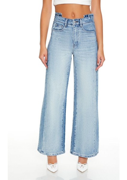 F21 Yüksek Bel Wide Leg Jean Pantolon