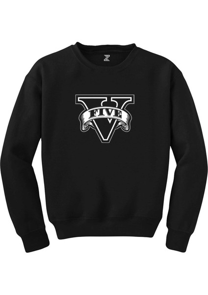 Gta Five Black Logo Siyah Sweatshirt