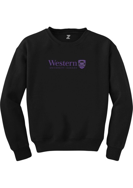 Western University Purple Logo Siyah Sweatshirt