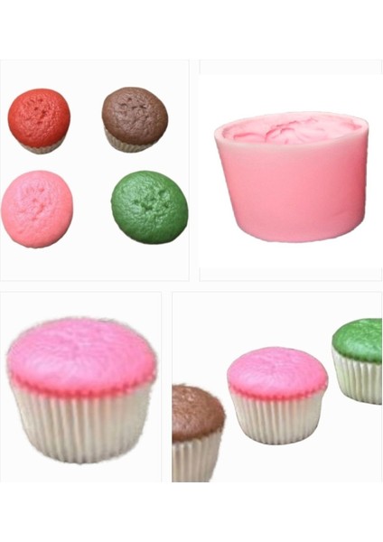 4 cm Mini Cupcake Silikon Kalıp K-1373, Kokulu Taş Sabun Alçı Mum Kalıbı