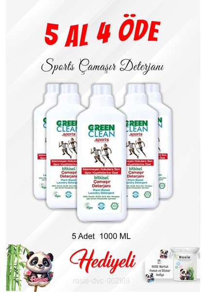 5 Al 4 Öde Gren Clean Sports Çamaşır Deterjanı 1000 ml ve Rosie Pamuk