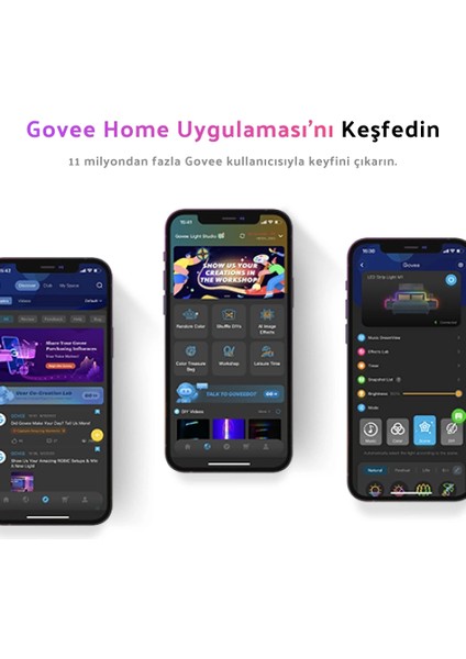 LED Şerit Işık M1 5 Metre Uygulama Üzerinden Kontrol , En Parlak Teknoloji (Wi-Fi ve Bluetooth Destekli, Alexa ve Google Assistant Uyumlu) H61E13D2