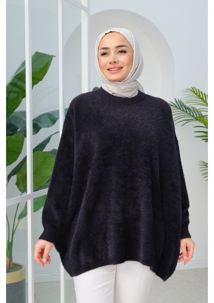 Oversize Kesim Peluş Kazak Siyah