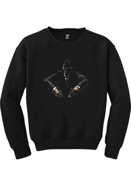 John Wick Minimal Siyah Sweatshirt
