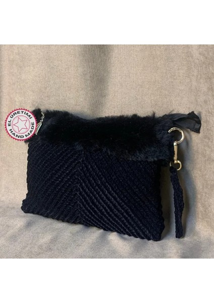 El Örgüsü Süet Ip Tığ Işi Clutch Çanta