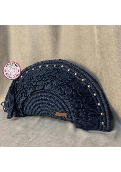 El Örgüsü Tığ Işi D Şeklinde Clutch Çanta