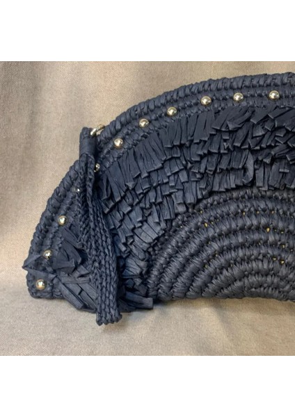 El Örgüsü Tığ Işi D Şeklinde Clutch Çanta