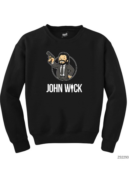 John Wick Cartoon Siyah Sweatshirt