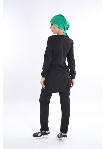 Badem Model Soft Likra Fermuarlı Siyah Renk Cerrahi Üniforma Takım fiyatları