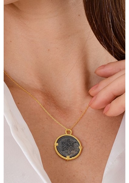 14 K Gold Kaplama 925 Ayar Gümüş Medusa Madalyon Kolye