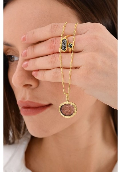 14 K Gold Kaplama 925 Ayar Gümüş Antik Cam Baskı Arı Kolye fırsatları