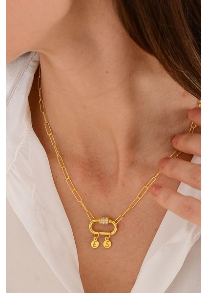 14 K Gold Kaplama 925 Ayar Gümüş Harf Charm Kolye